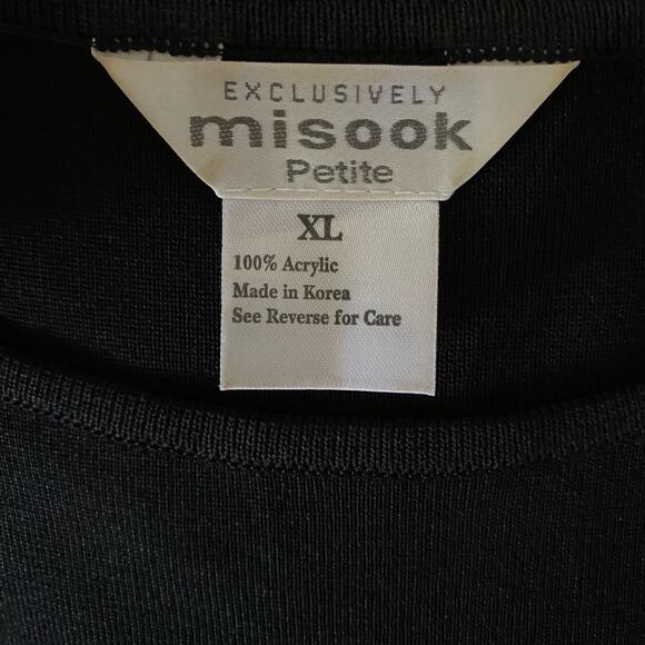 Exclusively Misook Size XLP XL Petite Knit Short Sleeve Top Black - Picture 3 of 4